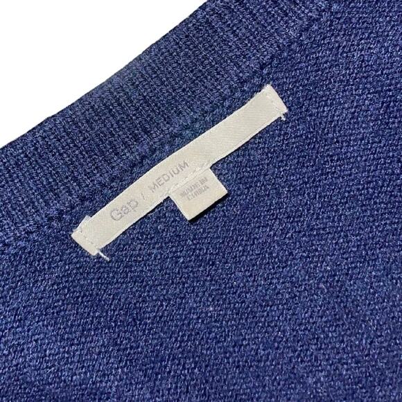 Gap Wool Blend Button Cardigan Size Medium Elbow Patches Preppy Casual Fall - Picture 3 of 4